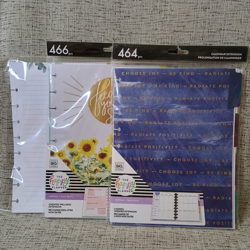 The Happy Planner Wellness Undated Extension Packs 3pc Bundle(2 New, 1 opened)